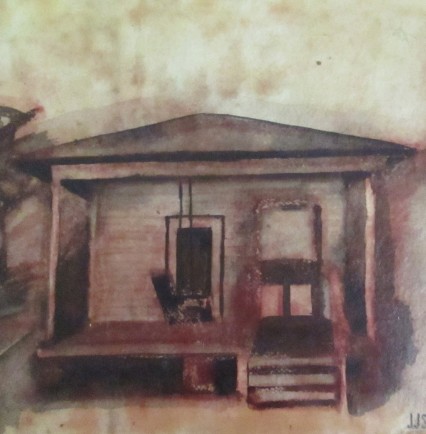 Jeni Stallings, "Tupelo," ink and beeswax on hemp paper/panel, 12" x 12"